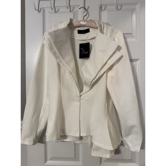 Noir Peplum Suit Jacket Blazer 1X White Ponte Stretch USA NEW - Picture 6 of 11